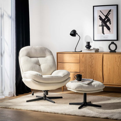 Agata Beige Swivel Armchair