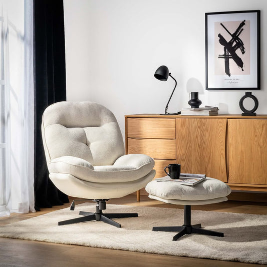 Agata Beige Swivel Armchair