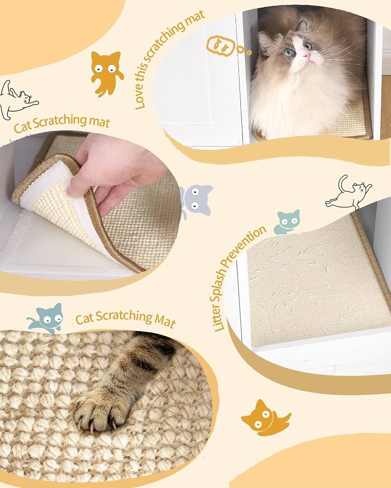 White & Gold Cat Litter Box Cabinet