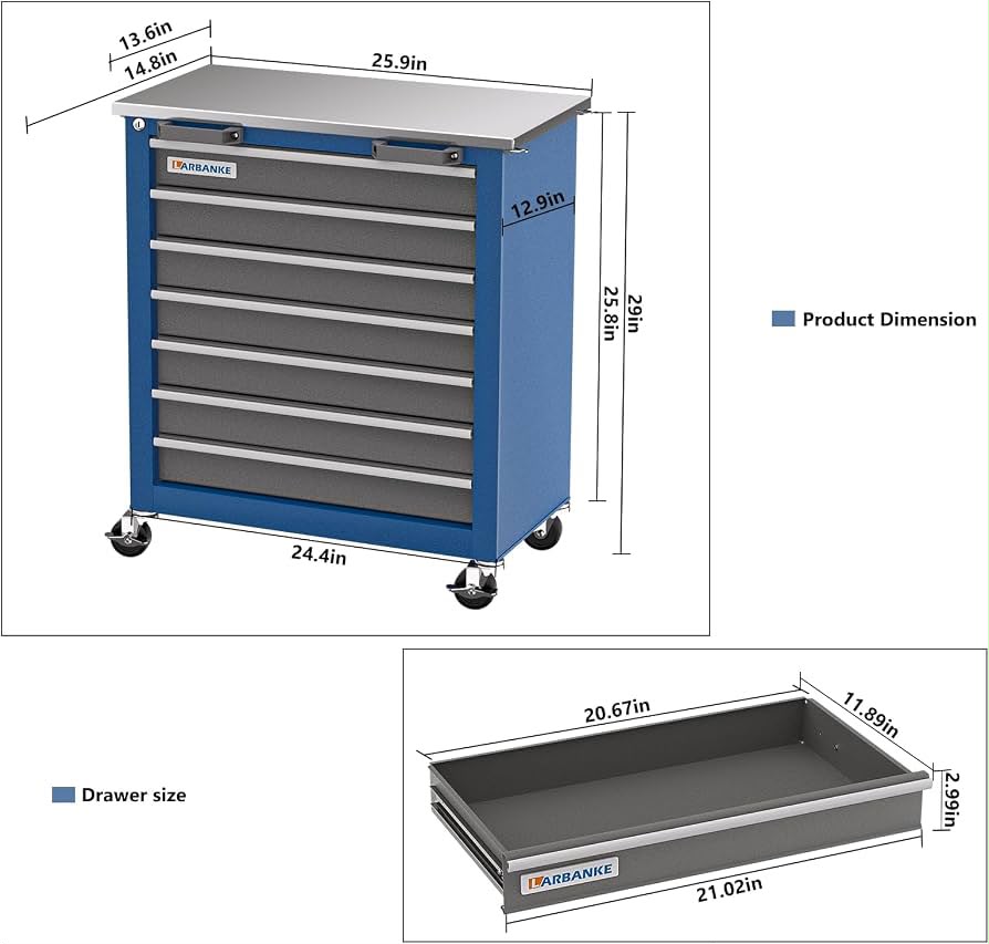 7-Drawer Rolling Tool Chest with Key Locking System